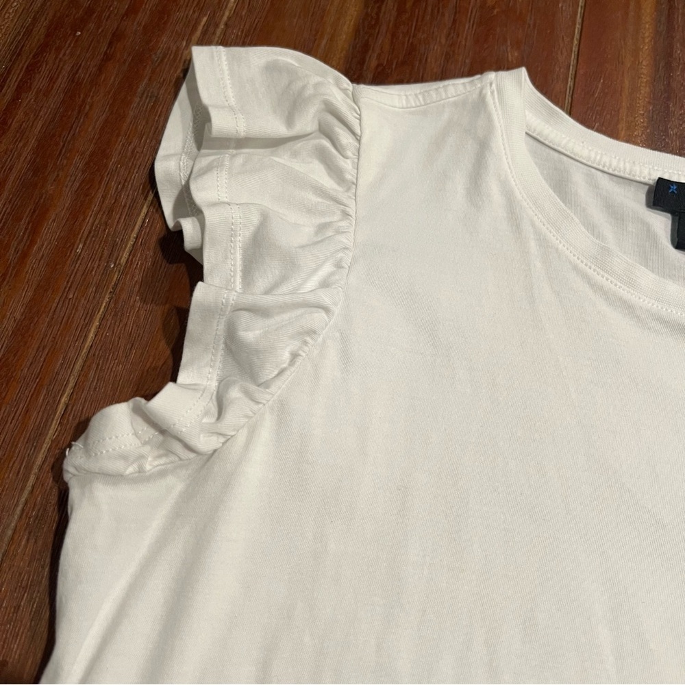 Paige White Ruffle Cap Sleeve Tee Top Size Small - Picture 3 of 7